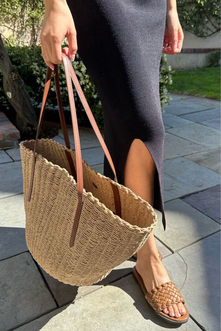 Spring & summer details ☀️

- Available in 3 other color combinations
- Perfect for a beach vacation or the farmers market
- Sandals 
- black sweater dress (perfect for maternity wear) 

Under $100 / straw tote / woven tote / sandals / beach vacation / farmers market / spring style

#LTKSeasonal #LTKfindsunder100
