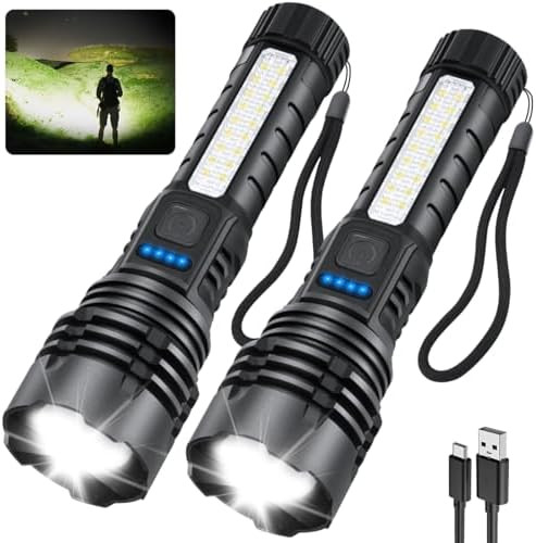 Rechargeable Flashlights High Lumens, 7Mode Super Bright Flashlight Camping, Adjustable Tactical ... | Amazon (US)