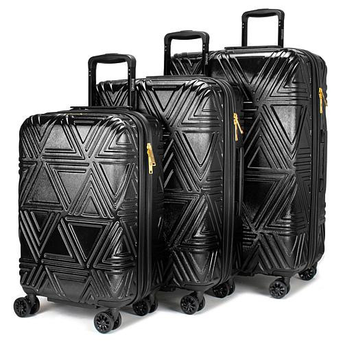 Badgley Mischka Contour 3-Piece Expandable Spinner Luggage Set - Black | HSN