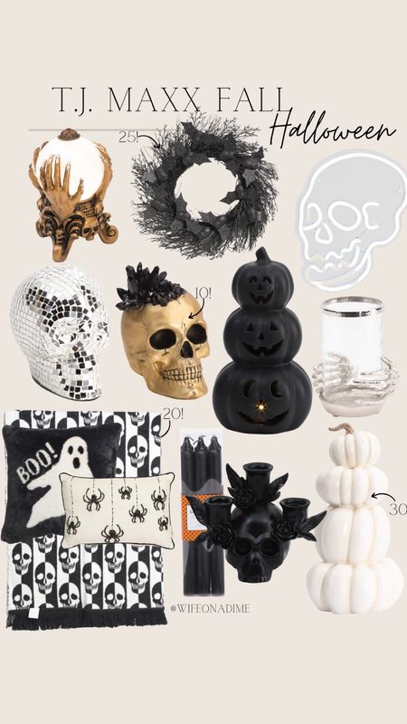 Tjmaxx halloween finds, halloween picks, halloween decor, halloween wreath, halloween skull decor, halloween table decor, halloween home finds, T.J.maxx home finds, Pumpkin decor, fall decor, fall finds, fall decor finds, black candle sticks, halloween finds, TJMaxx black decor, 

#LTKhome #LTKparties #LTKSeasonal