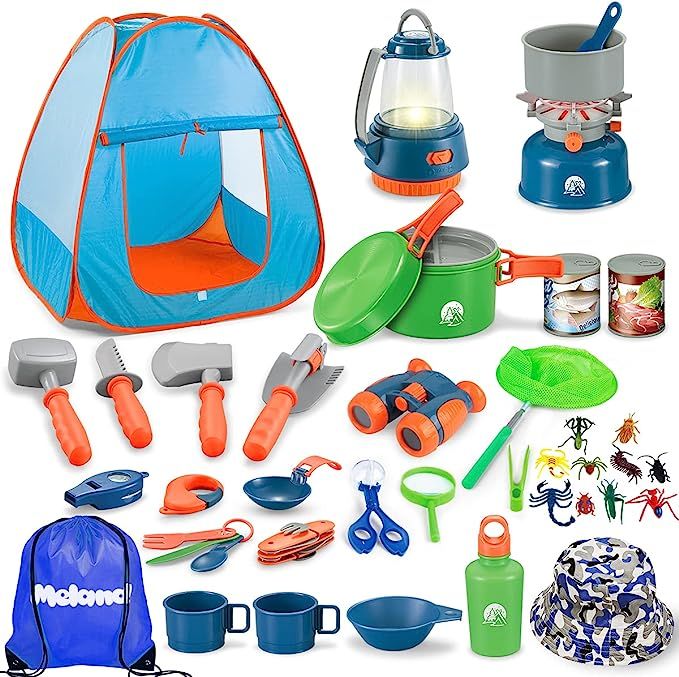 Meland Kids Camping Set with Tent 42pcs - Camping Gear Toy with Pretend Play Tent Outdoor Toy for... | Amazon (US)