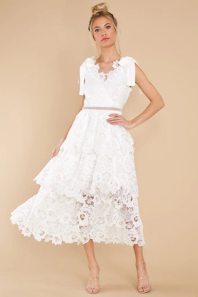 You're My Dream White Eyelet Midi Dress | Red Dress 