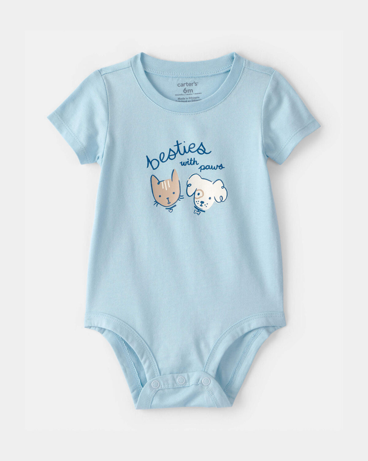 Baby 'Besties With Paws' Graphic Bodysuit - Blue | Carter's Inc