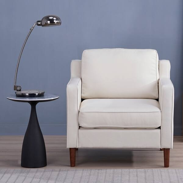 Sedona Modern Accent Chair, Faux Linen / Vegan Leather Armchair - Faux Linen Ivory | Bed Bath & Beyond