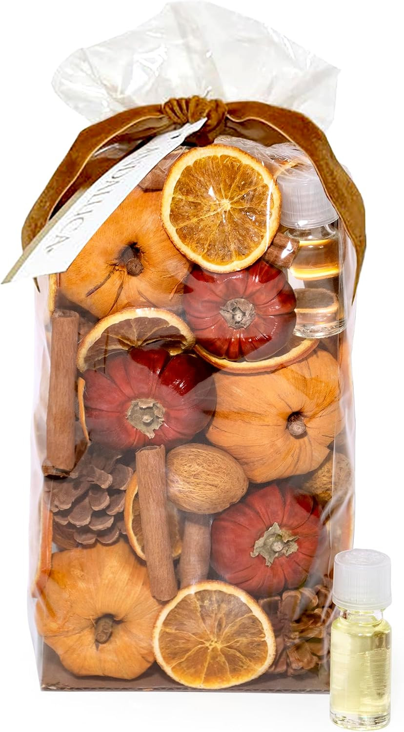 ANDALUCA Potpourri Mini Pumpkins, Cinnamon, Orange Slices & Pumpkin Spice Fragrance Vial Included Vase & Bowl Filler (Pumpkin Spice) | Amazon (US)