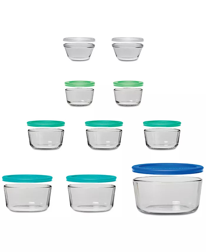 20-Pc. Glass Food Storage Set with SnugFit™ Lids | Macy's