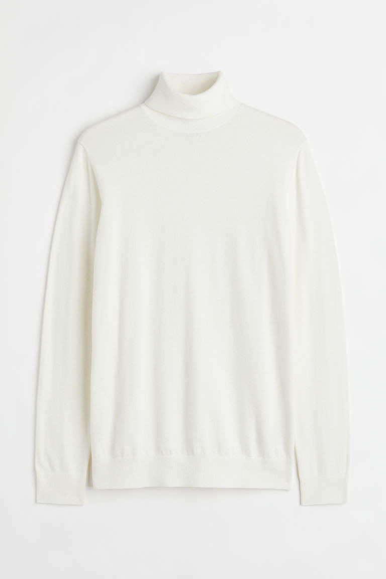 H & M - Slim Fit Fine-knit Turtleneck Sweater - White | H&M (US + CA)