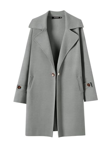 MEROKEETY Women's Long Sleeve Lapel Blazer Coatigan Winter Knit Classy Sweater Jacket Coats Grey Large | Amazon (US)