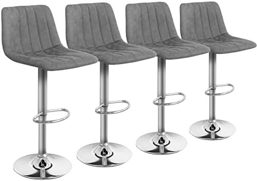 Scurrty Modern PU Leather Adjustable Bar Stools with Back, Set of 4 Counter Height Swivel Stools ... | Amazon (US)