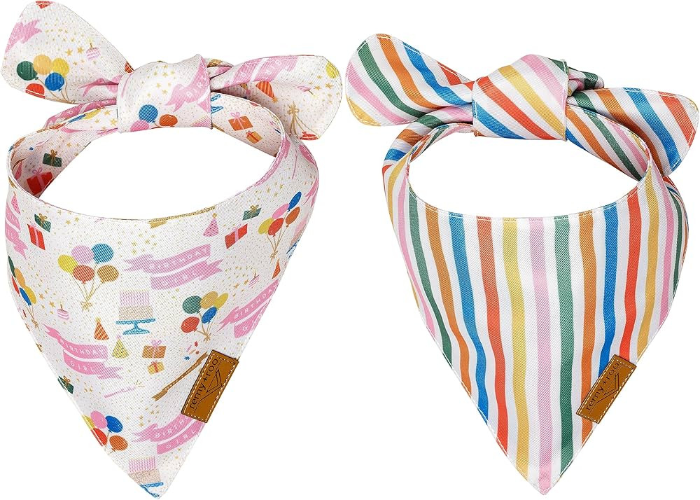 Remy+Roo Large Dog Bandanas - 2 Pack Birthday Set | Premium Durable Adjustable Polyester Fabric D... | Amazon (US)
