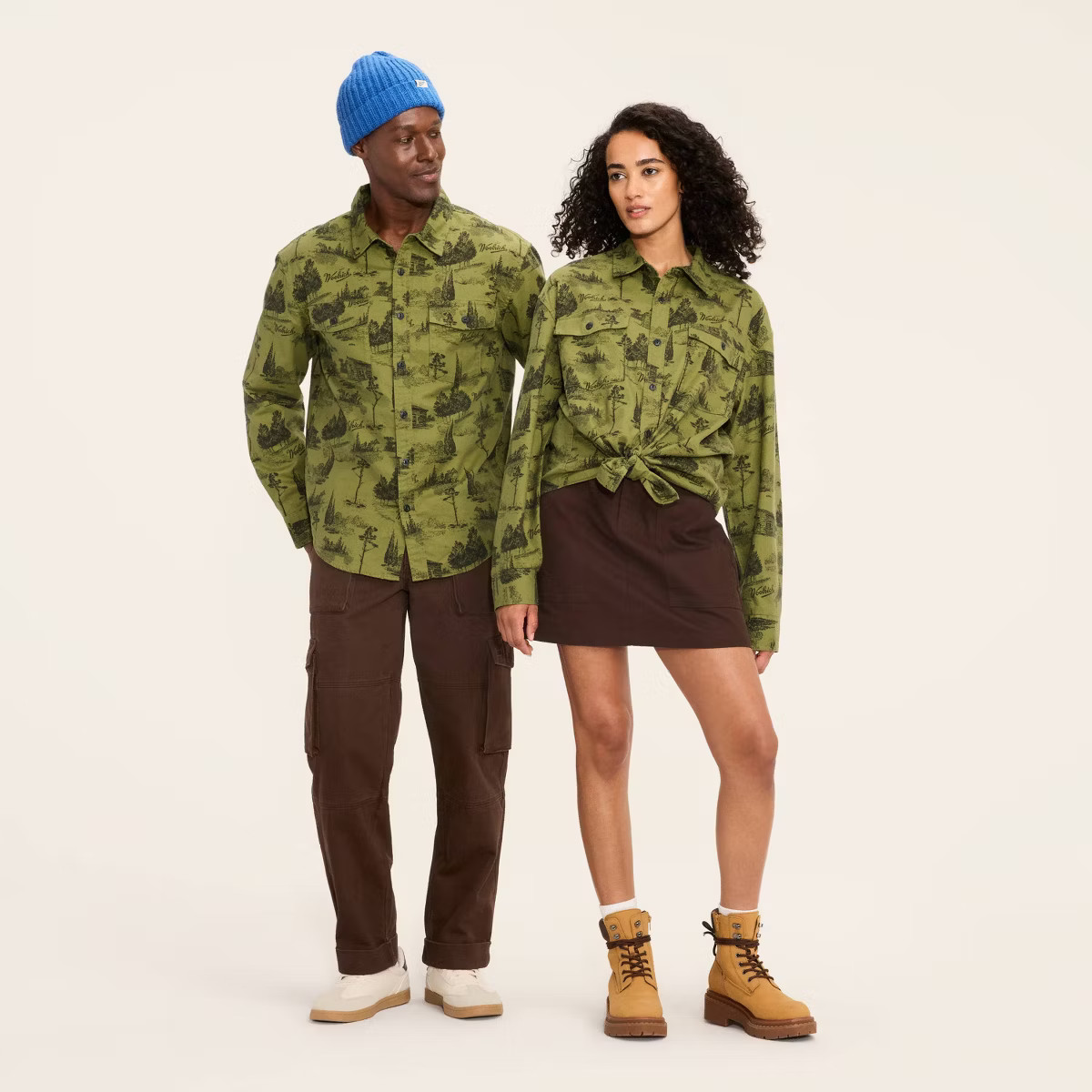 Adult Long Sleeve Toile Print Flannel Button-Down Shirt - Woolrich x Target Green | Target