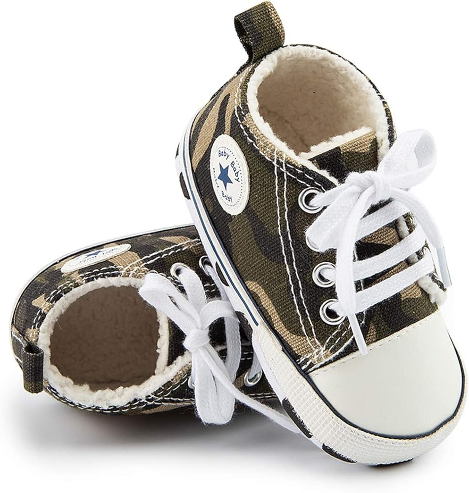 KIDSUN Unisex Baby Boy Girl Canvas Sneaker Soft Sole Ankle Infant First Walkers Crib Shoe | Amazon (US)