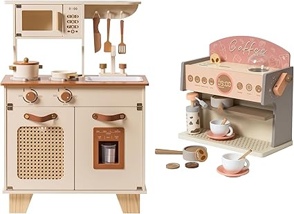 ROBUD Kids Kitchen Playset Bundle with Toys Coffee Maker, Pretend Toddlers Kitchen Toy with Acces... | Amazon (US)