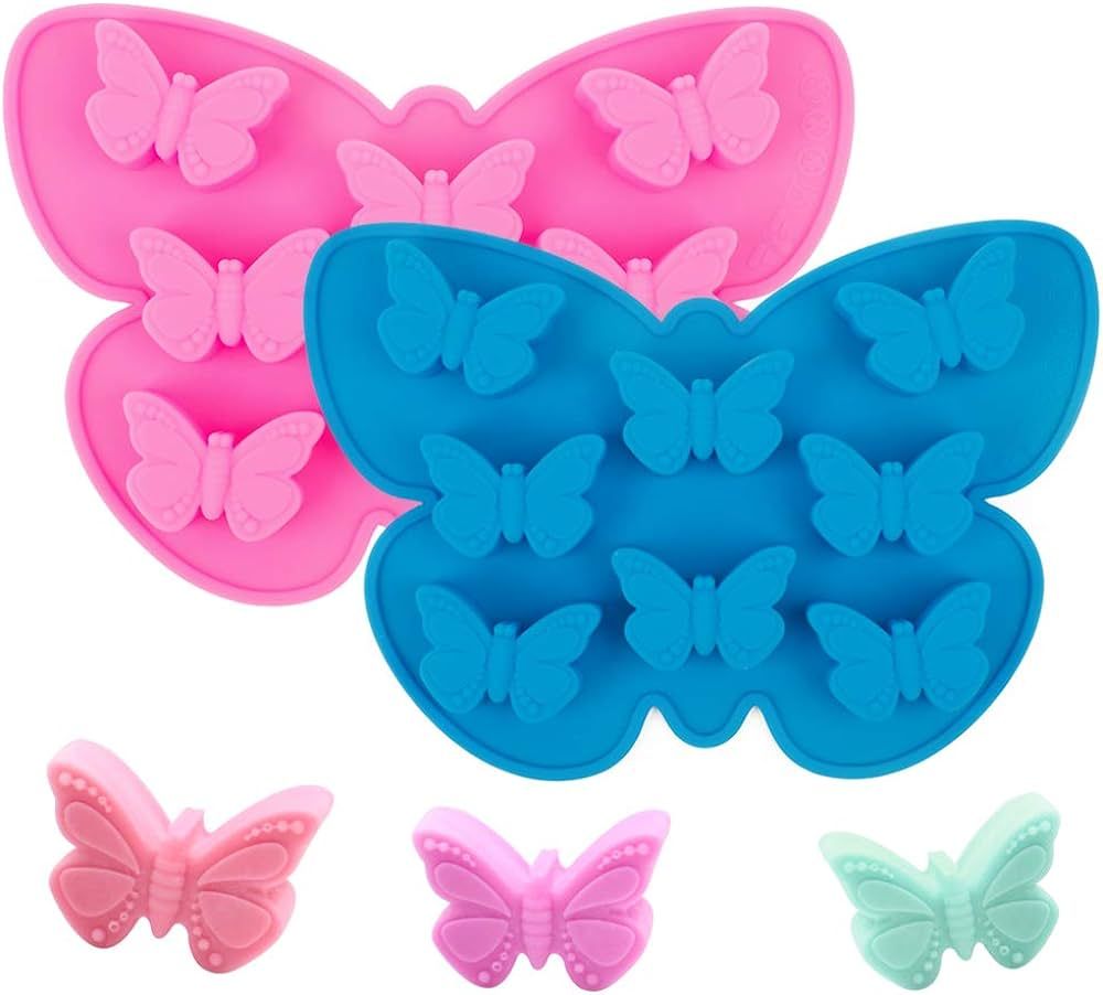 Stouge 2 Pcs Butterfly Mold Silicone Butterfly Shape Butterfly Ice Cube Tray Silicone Wax Melt Mo... | Amazon (US)