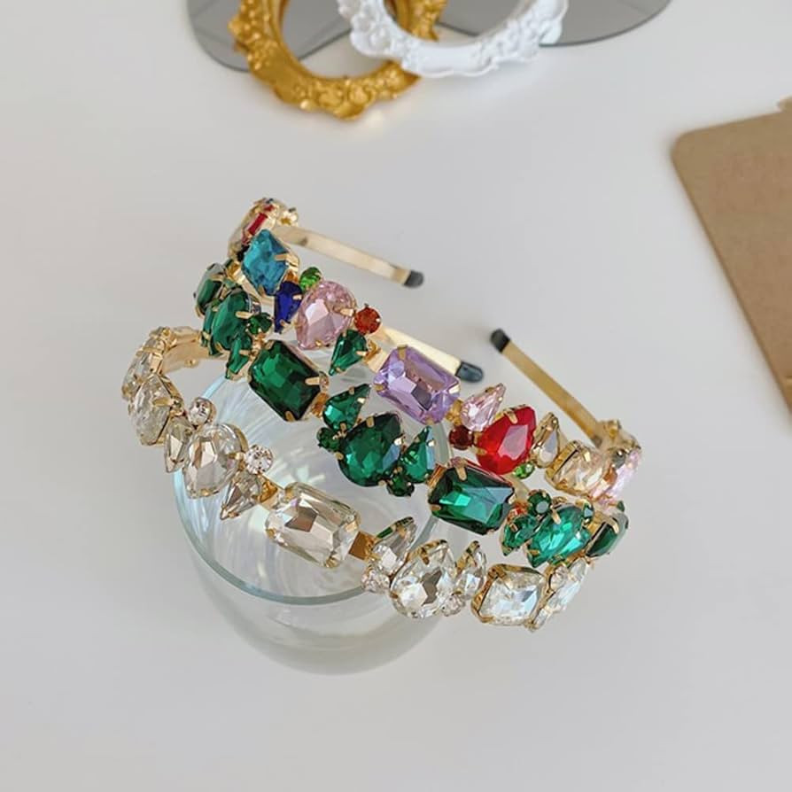 Wiwpar Thin Rhinestone Headbands for Women Elastic Rhinestone Head Bands Vintage Headband Hair Ho... | Amazon (US)