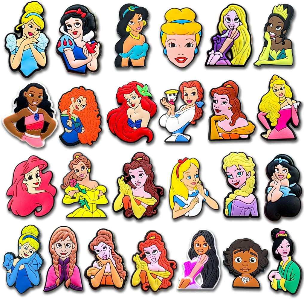 25Pcs Cartoon Princess Shoe Charms for Croc Clog Sandals Bracelets Decoration, Cute Charms for Pa... | Amazon (US)