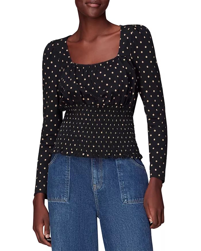 Polka Dot Shirred Square Neck Top | Bloomingdale's (US)