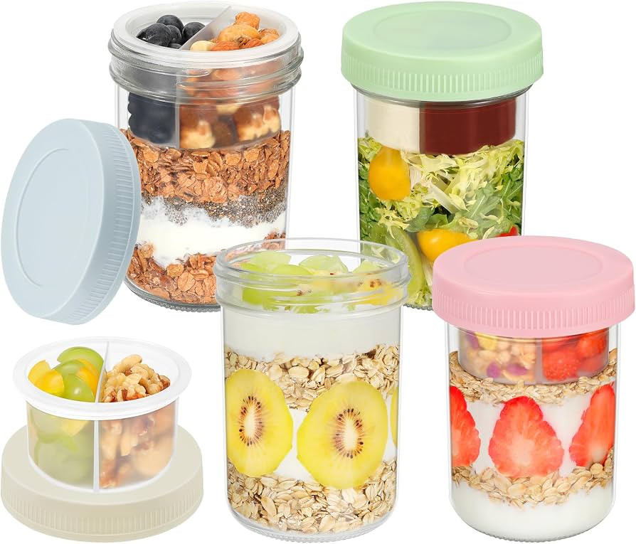 Xyptorix 16 oz Overnight Oats Containers with Airtight Lids - 4-Pack Leak-Proof Wide Mouth Mason ... | Amazon (US)