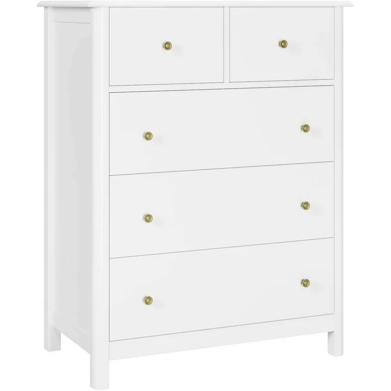 Homfa Kids Dresser of 5 Drawers, Dresser Chest with Easy Pull Handle for Bedroom, Living Room, Wh... | Walmart (US)
