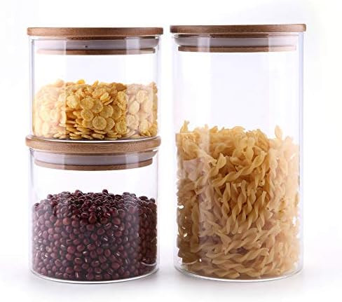 ComSaf Glass Storage Jars with Lids 900ML Set of 3 - High Borosilicate Glass Airtight Kitchen Foo... | Amazon (UK)