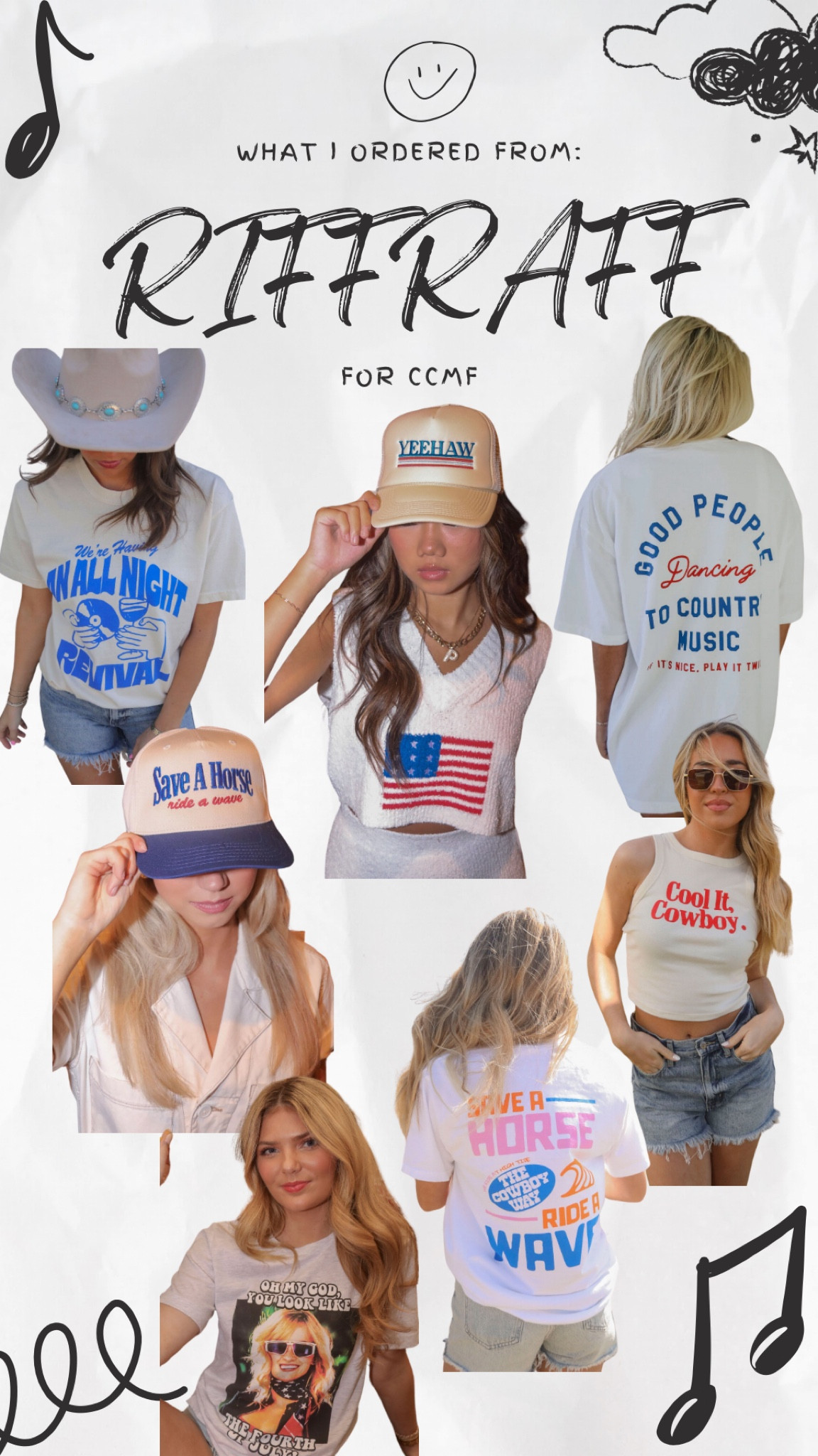 What I ordered from RIFFRAFF for CCMF
.
.
.


#LTKStyleTip #LTKFestival #LTKTravel