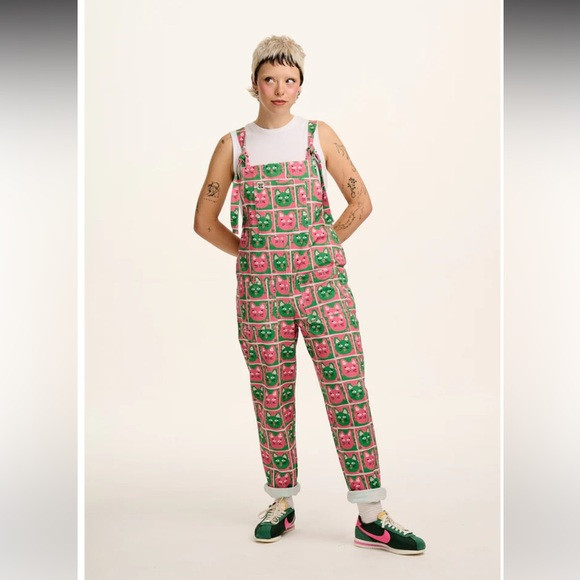 NWT Lucy and Yak exclusive Cat Print dungaree overalls | Poshmark