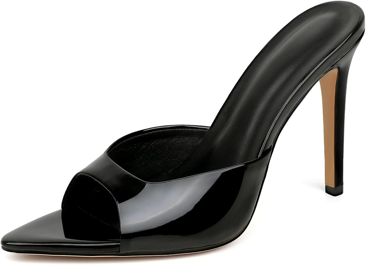 Mules Pointed Open Toe High Heels for Women Slip on Heeled Sandals Summer Casual Wedding Party Dr... | Amazon (US)
