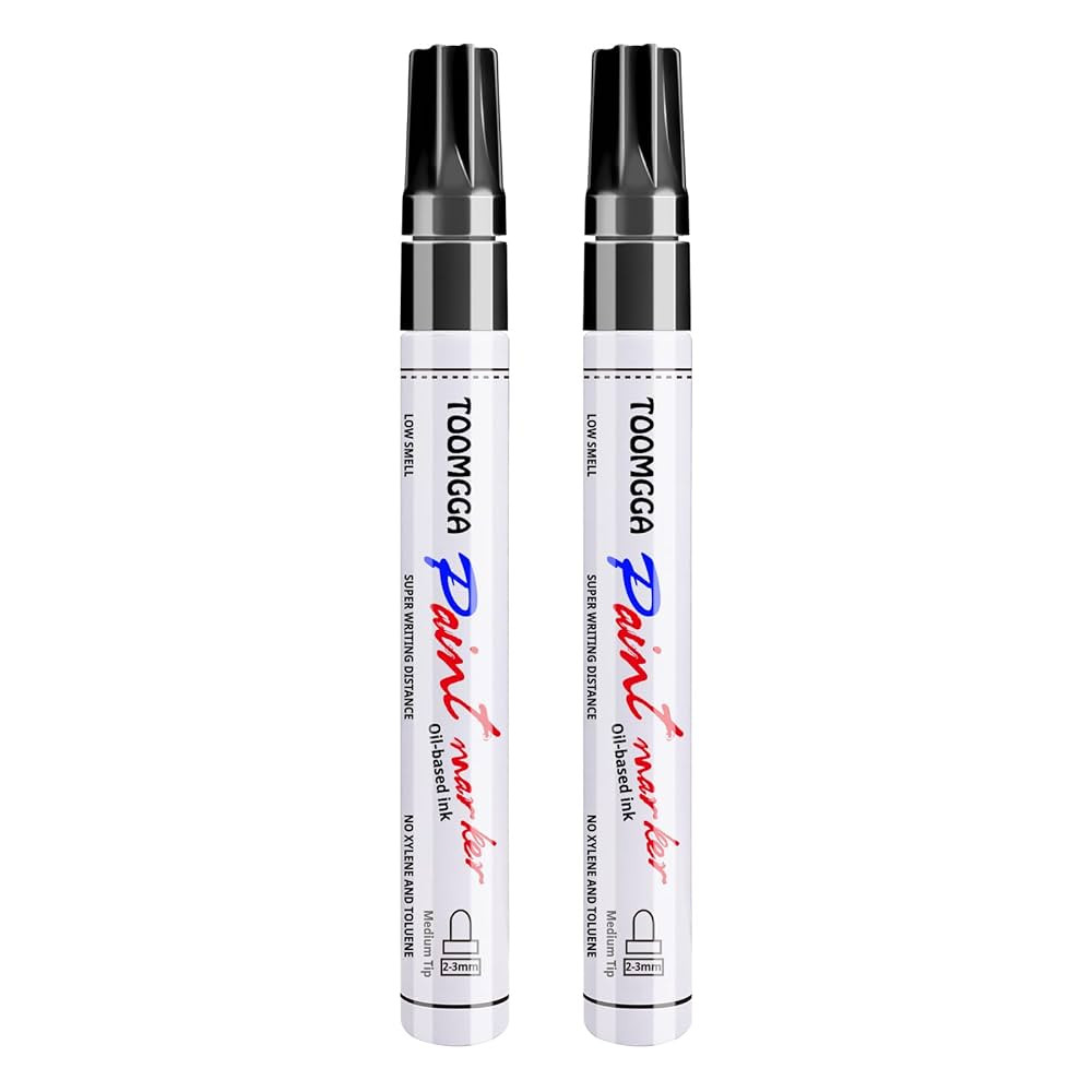 Black Paint Pens Permanent Paint Markers - 2 Pack Oil Based Marking Pens, Medium Point, Quick Dry... | Amazon (US)