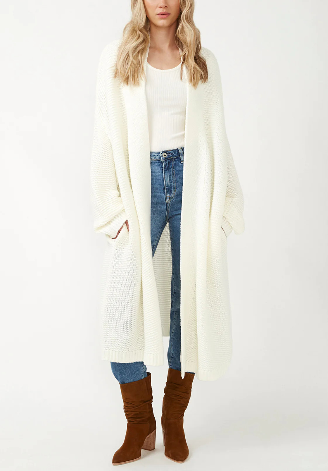 Liberty Women's Coatigan in Egret - SW0018F | Buffalo David Bitton