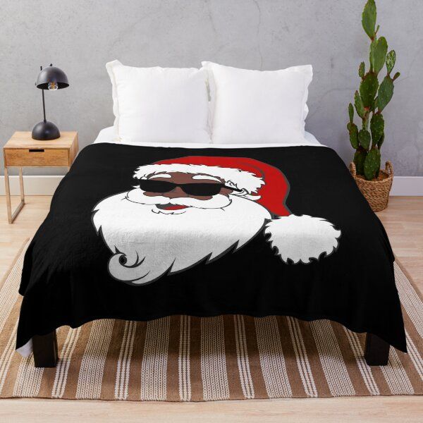 African American Santa Claus , Black Santa Gift,Pajamas Christmas, Funny Xmas Gift Throw Blanket | Redbubble (US)