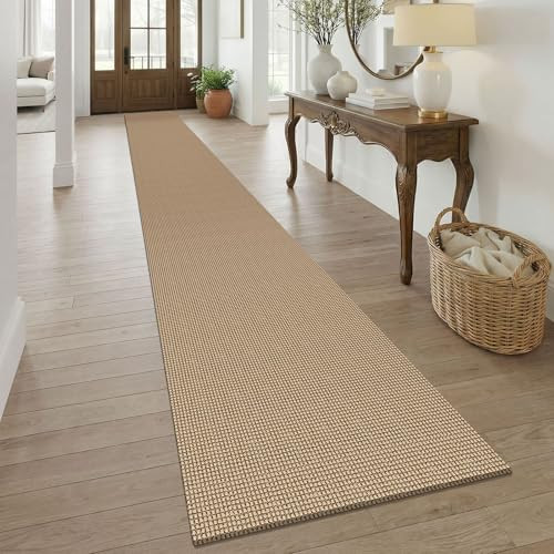 KOZYFLY Boho 2.5'x20' Runners Rugs for Hallway, Extra Long Washable Runner Rug, Woven Non Slip Kitchen Runner, Cotton Entryway Rug, Floor Carpet for Entry, Aisle, Hall, Orange Beige/Tan/Brown | Amazon (US)