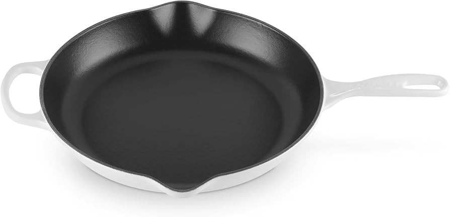 Le Creuset Enameled Cast Iron Signature Iron Handle Skillet, 11.75" (2-3/8 qt.), White | Amazon (US)