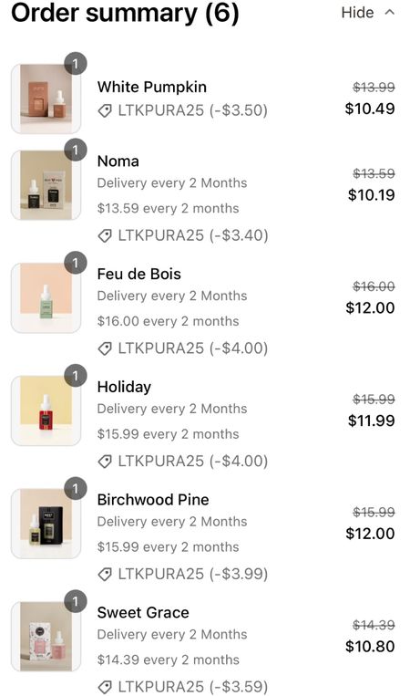 My Pura order. I LOVE the Christmas/Holiday scents. LTKPURA25 for 25% off all scents 

#LTKSale #LTKhome #LTKHoliday