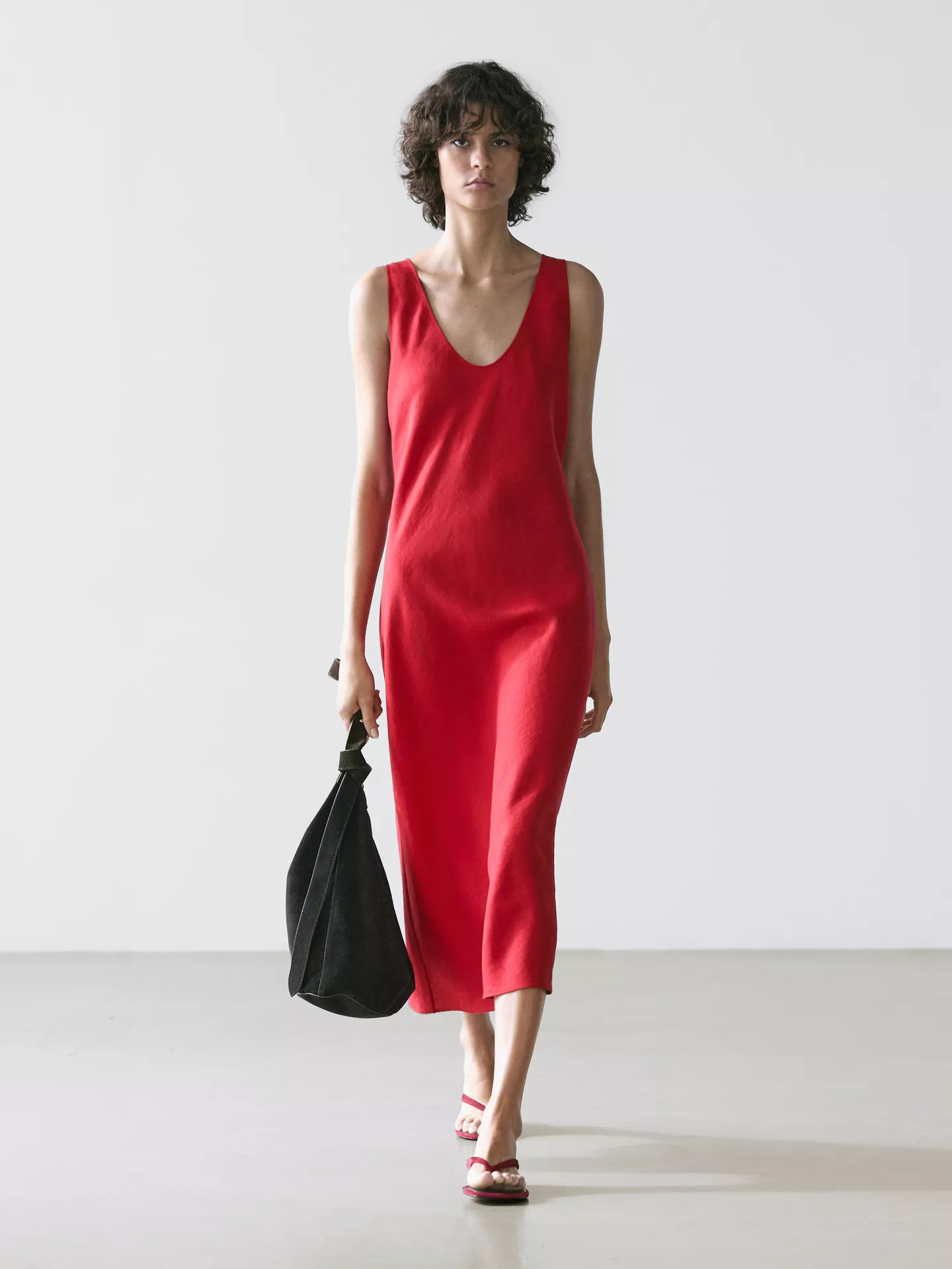 Strappy linen midi dress | Massimo Dutti UK