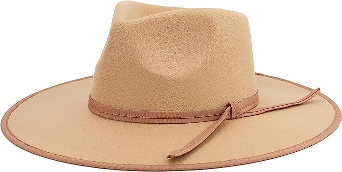 Pro Celia Large Wide Brim Fedora Hat for Women Men Felt Dress Hat | Amazon (US)