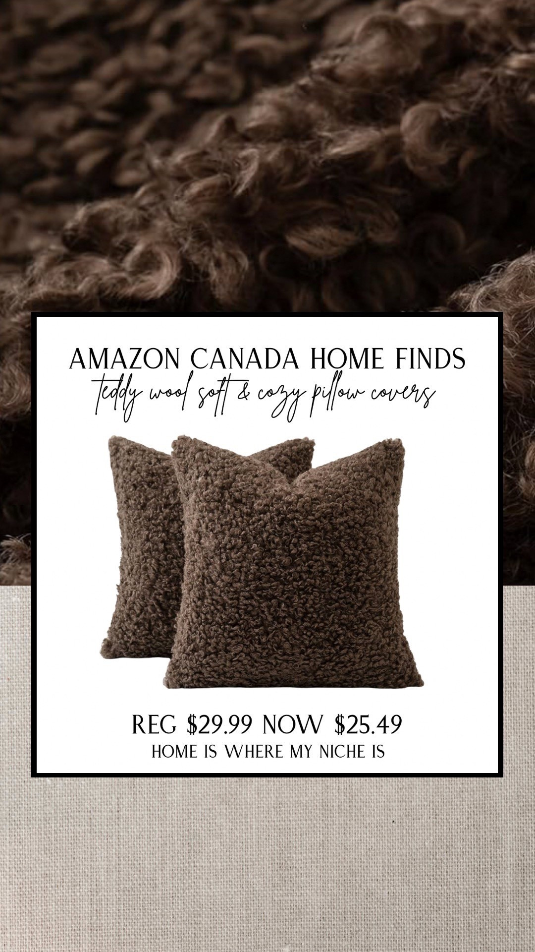 H O M E / 15% off teddy wool soft & cozy boucle pillow covers. Perfect for a fall/winter refresh!

Available in 11 colors

Amazon Canada | Living Room | Bedroom | Couch

#LTKsale #LTKcanada #LTKcasa