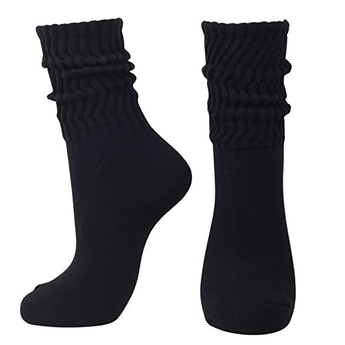 Intgoodluckycc Black Slouch Scrunch Socks for Women, Slouch High Tube Socks Women (1 Pair - Black) | Amazon (US)