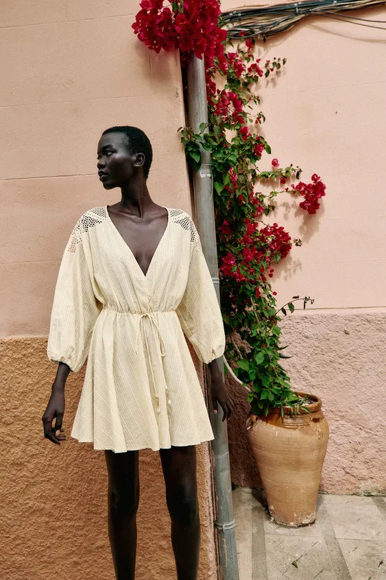 CROCHET PANEL MINI DRESS | Zara UK