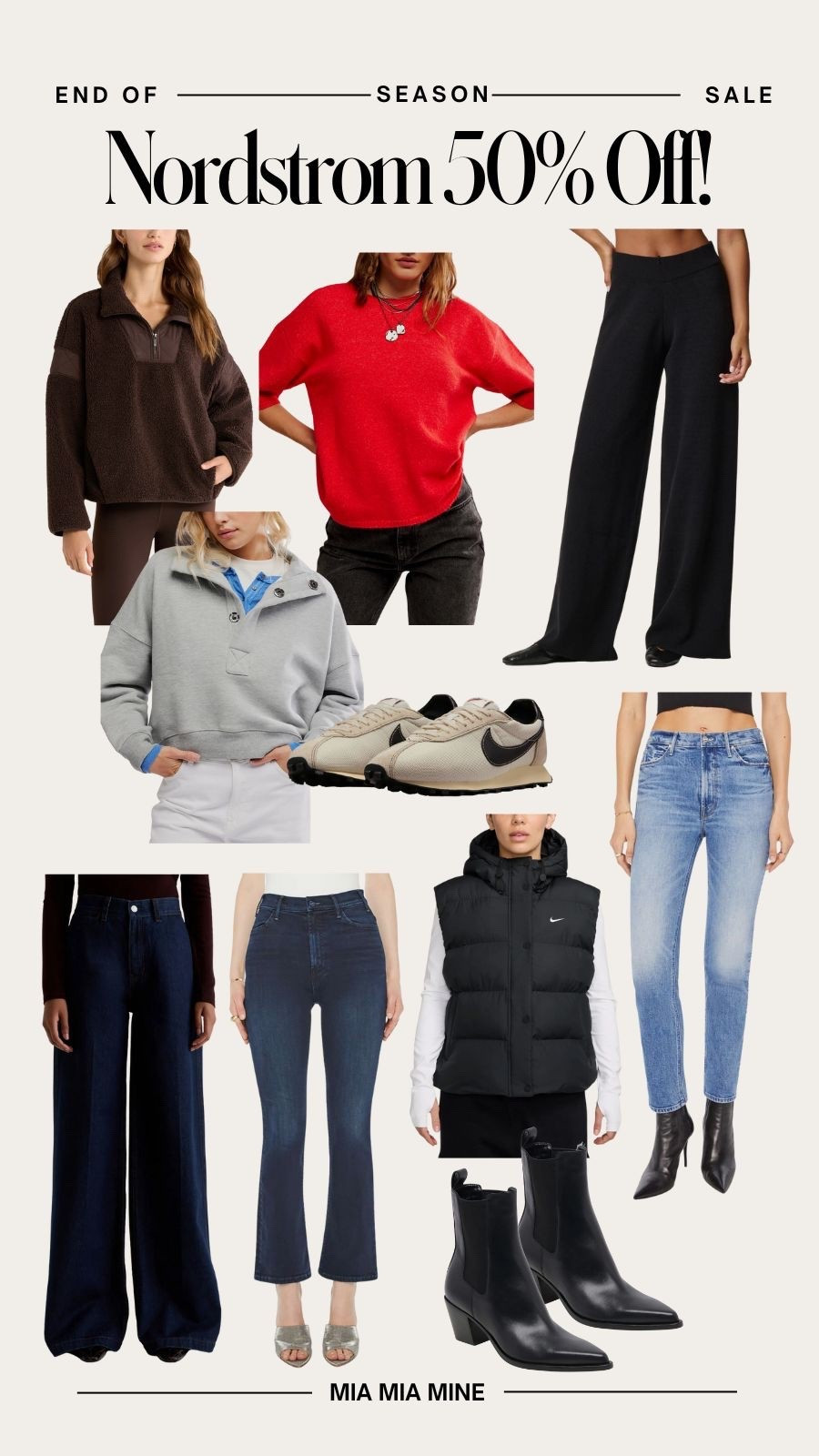 Nordstrom end of season sale
Save 50% off mother jeans, free prop sweaters, Nike sneakers and loungewear 

#LTKOver40 #LTKSaleAlert #LTKSeasonal