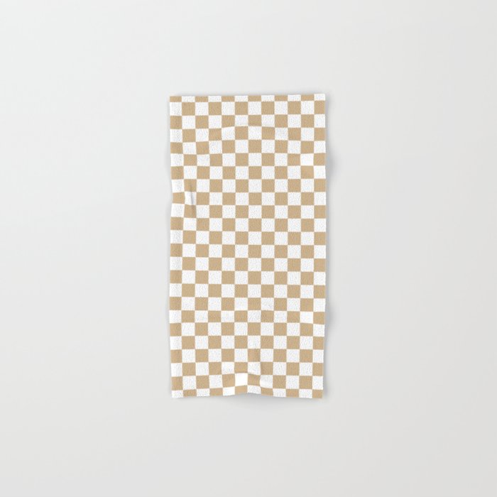 White and Tan Brown Checkerboard Hand & Bath Towel by ColorfulPatterns | Society6