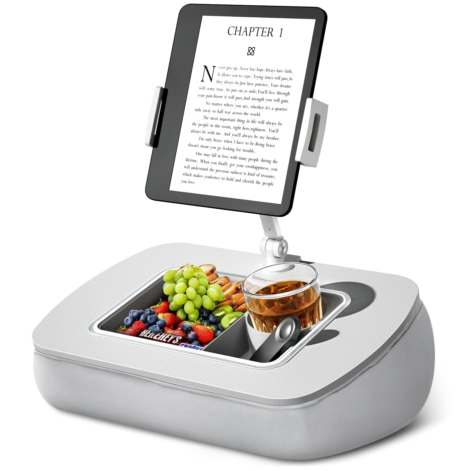 Tablet Stand Pillow with Snack Bowl, iPad Lap Holder for Hands-Free Reading and Relaxation on Bed... | Amazon (US)
