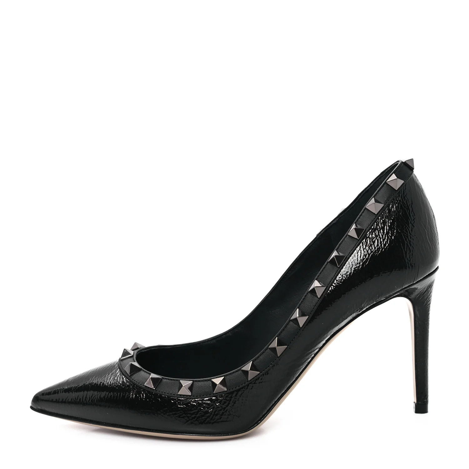 Patent Calfskin Rockstud 100mm Pumps 38.5 Black | FASHIONPHILE (US)