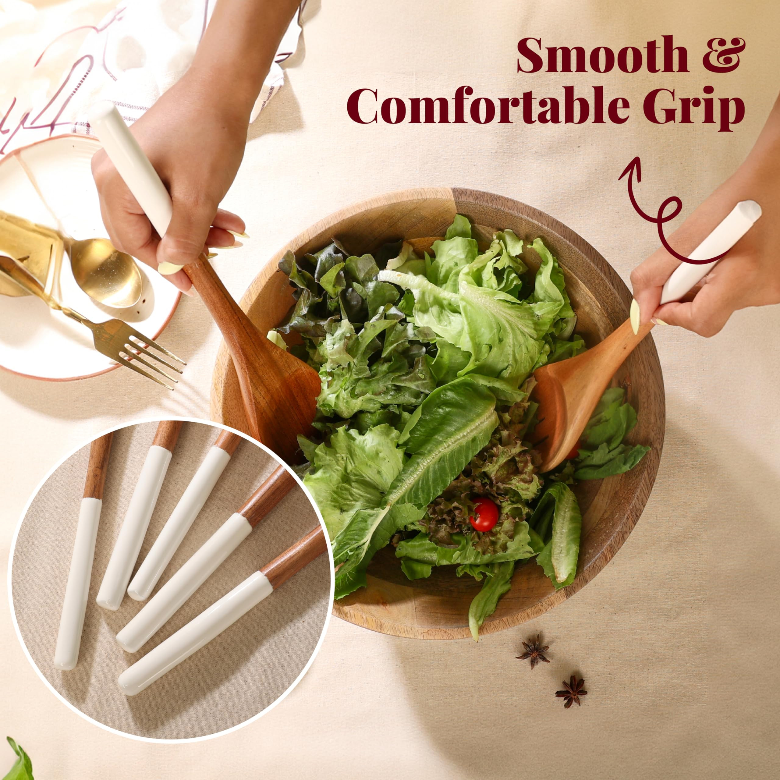 Folkulture Wooden Spoons for Cooking | 12" Premium Acacia Wooden Utensil Set of 5 - Smooth Finish... | Amazon (US)