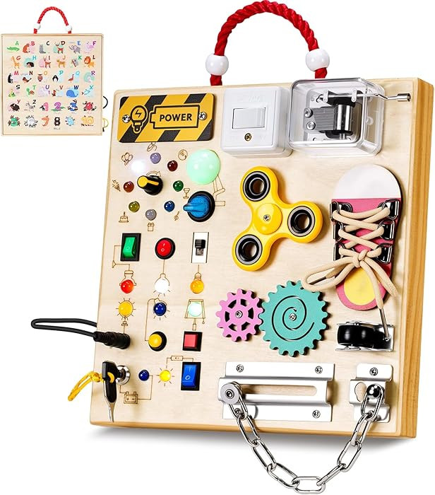 Montessori Wooden Busy Board Toys for 1 2 3 Years Old Boys Girls,Toddler Sensory Educational Fidg... | Amazon (US)