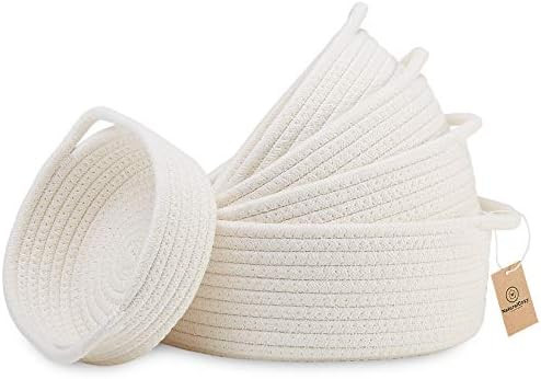 NaturalCozy 5-Piece Round Small Woven Baskets Set - 100% Natural Cotton Rope Baskets! Key Tray, Kids | Amazon (CA)
