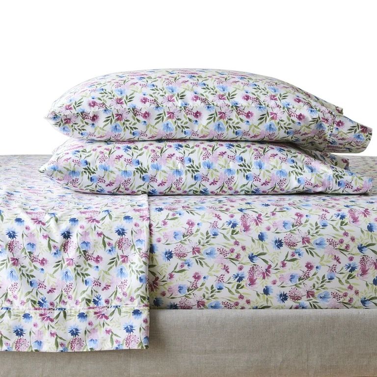 Better Homes & Gardens 100% Cotton Sateen 300 Thread Count Sheet Set, Queen, Bashful Blooms Cool | Walmart (US)