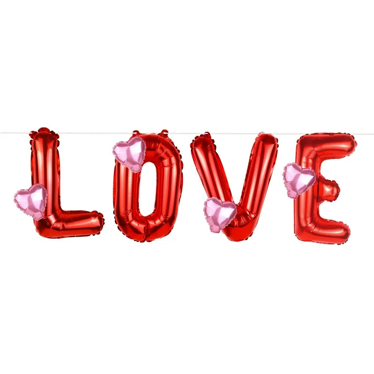 Love Balloon Banner, Red and Pink, 6', Valentine's Day by Way To Celebrate | Walmart (US)