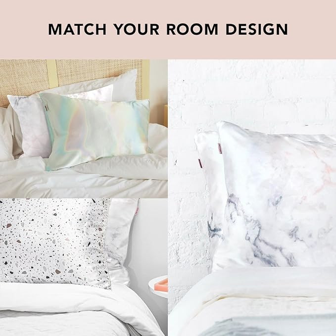 Kitsch Satin Pillowcase with Zipper for Hair & Skin, Softer Than Silk Pillow Cases Queen, Wrinkle... | Amazon (US)