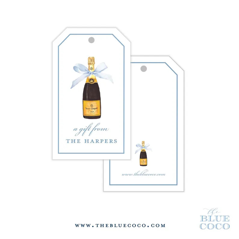 Champagne with Blue Bow Gift Tags |  Set of 16 | Etsy (US)