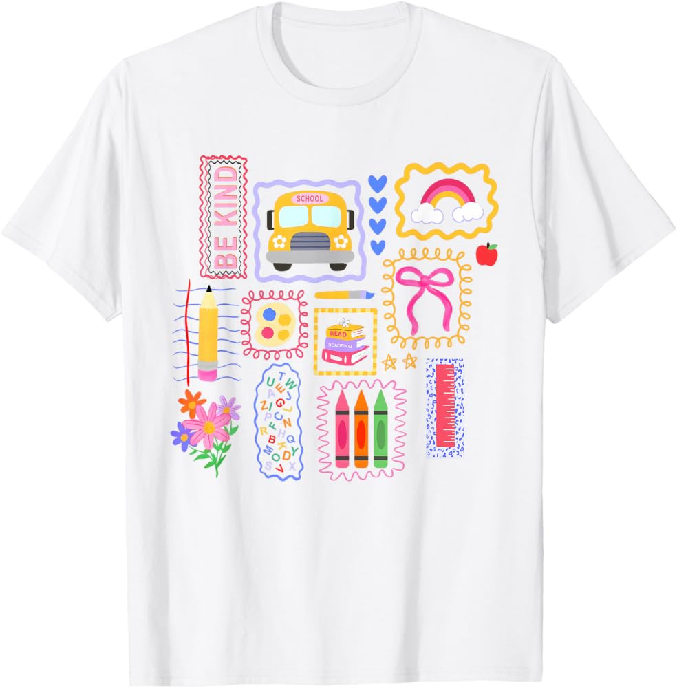 Teacher Colorful Doodle Back to School for Teacher T-Shirt | Amazon (US)